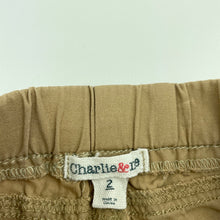 Load image into Gallery viewer, Boys Charlie &amp; Me, cotton cargo pants, elasticated, wear on cuffs, FUC, size 2,  