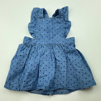 Girls Dymples, chambray cotton summer dress, GUC, size 000, L: 32cm
