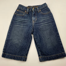 Load image into Gallery viewer, Boys Ralph Lauren, dark stretch denim shorts, elasticated, wear on cuffs, FUC, size 2,  