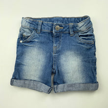Load image into Gallery viewer, Girls Target, blue stretch denim shorts, adjustable, GUC, size 3,  