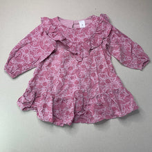 Load image into Gallery viewer, Girls Target, floral linen blend long sleeve dress, EUC, size 1, L: 43cm