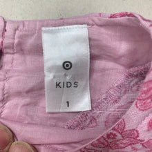 Load image into Gallery viewer, Girls Target, floral linen blend long sleeve dress, EUC, size 1, L: 43cm