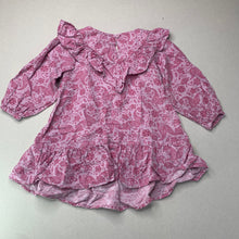 Load image into Gallery viewer, Girls Target, floral linen blend long sleeve dress, EUC, size 1, L: 43cm
