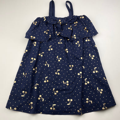 Girls Cotton On, navy cotton summer dress, cherries, EUC, size 4, L: 53cm