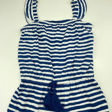 Load image into Gallery viewer, Girls H&amp;T, blue stripe cotton summer playsuit, EUC, size 7,  