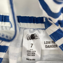 Load image into Gallery viewer, Girls H&amp;T, blue stripe cotton summer playsuit, EUC, size 7,  
