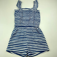 Load image into Gallery viewer, Girls H&amp;T, blue stripe cotton summer playsuit, EUC, size 7,  