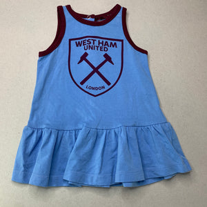 Girls West Ham United Official, casual summer dress, EUC, size 00, L: 35cm