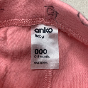 Girls Anko, soft organic cotton footed leggings / bottoms, FUC, size 000,  