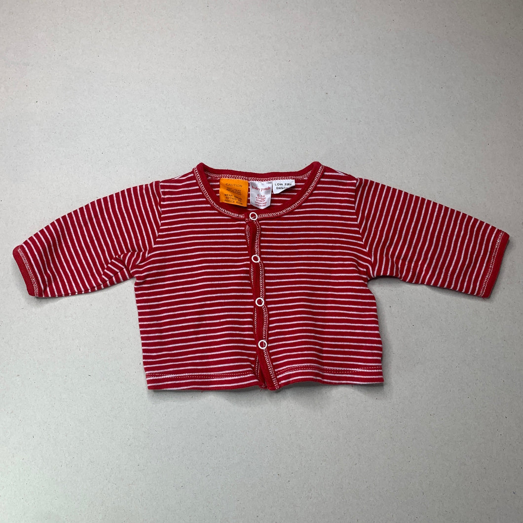 Girls Baby Patch, red & white stripe cotton top, GUC, size 000,  