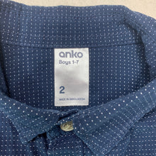 Load image into Gallery viewer, Boys Anko, navy cotton short sleeve shirt, GUC, size 2,  