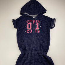 Load image into Gallery viewer, Girls H&amp;T, navy hooded casual playsuit, GUC, size 7,  