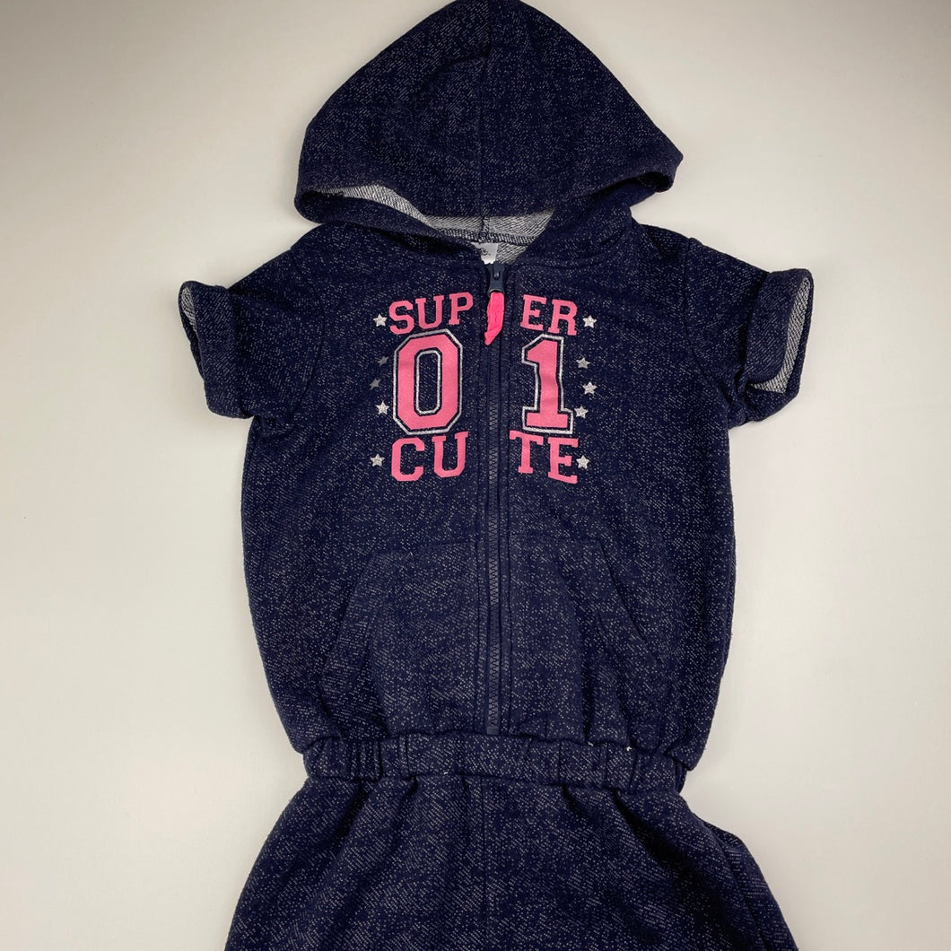 Girls H&T, navy hooded casual playsuit, GUC, size 7,  