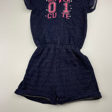 Load image into Gallery viewer, Girls H&amp;T, navy hooded casual playsuit, GUC, size 7,  