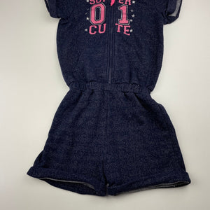 Girls H&T, navy hooded casual playsuit, GUC, size 7,  