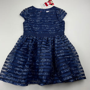 Girls Disney, lined navy party dress, NEW, size 2, L: 48cm