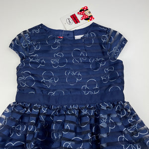 Girls Disney, lined navy party dress, NEW, size 2, L: 48cm