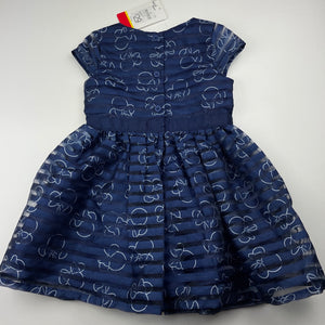 Girls Disney, lined navy party dress, NEW, size 2, L: 48cm