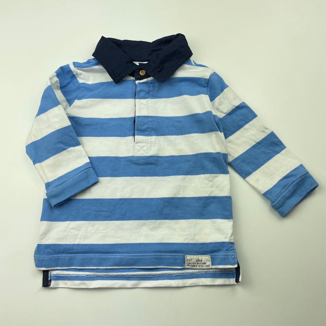 Boys Dymples, striped cotton polo top, FUC, size 0,  