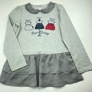 Girls PEPCO, grey marle long sleeve peplum top, FUC, size 12,  