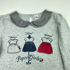 Girls PEPCO, grey marle long sleeve peplum top, FUC, size 12,  