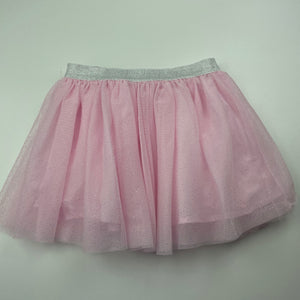 Girls Kids & Co, cotton lined pink & silver tulle party skirt, elasticated, FUC, size 7,  