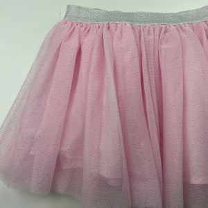 Girls Kids & Co, cotton lined pink & silver tulle party skirt, elasticated, FUC, size 7,  