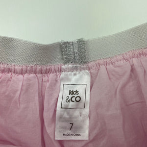 Girls Kids & Co, cotton lined pink & silver tulle party skirt, elasticated, FUC, size 7,  