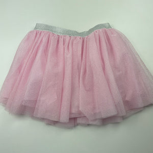 Girls Kids & Co, cotton lined pink & silver tulle party skirt, elasticated, FUC, size 7,  