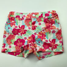 Load image into Gallery viewer, Girls H&amp;T, floral stretch cotton shorts, adjustable, FUC, size 6,  