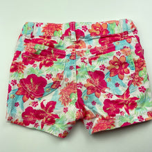 Load image into Gallery viewer, Girls H&amp;T, floral stretch cotton shorts, adjustable, FUC, size 6,  