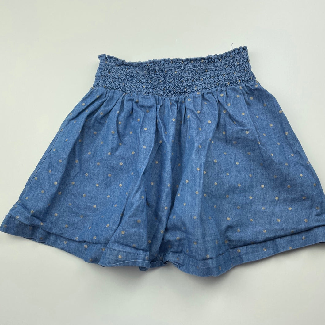 Girls Anko, chambray cotton skirt, elasticated, L: 28cm, GUC, size 6,  