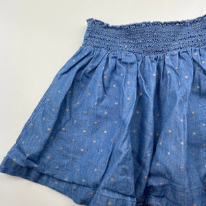 Girls Anko, chambray cotton skirt, elasticated, L: 28cm, GUC, size 6,  