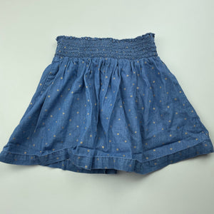 Girls Anko, chambray cotton skirt, elasticated, L: 28cm, GUC, size 6,  