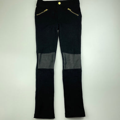 Girls H&M, black stretchy pants, elasticated, Inside leg: 49cm, FUC, size 7,  