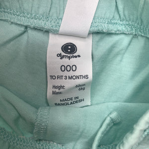 Girls Dymples, aqua cotton shorts, elasticated, EUC, size 000,  
