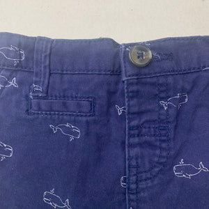 Boys Dymples, navy cotton shorts, adjustable, whales, GUC, size 2,  