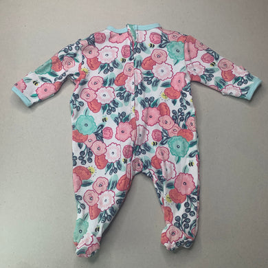 Girls Dymples, floral cotton zip coverall / romper, GUC, size 0000,  