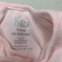 Load image into Gallery viewer, Girls Bilbi, pink stretchy romper, hearts, FUC, size 0000,  