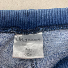 Load image into Gallery viewer, Boys Linzi Bambini, lightweight stretch denim shorts, elasticated, GUC, size 3 months,  
