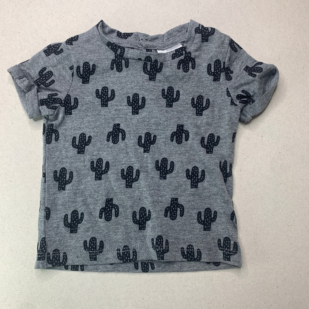 Boys Baby Berry, grey t-shirt / top, cacti, EUC, size 000,  