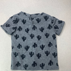 Boys Baby Berry, grey t-shirt / top, cacti, EUC, size 000,  