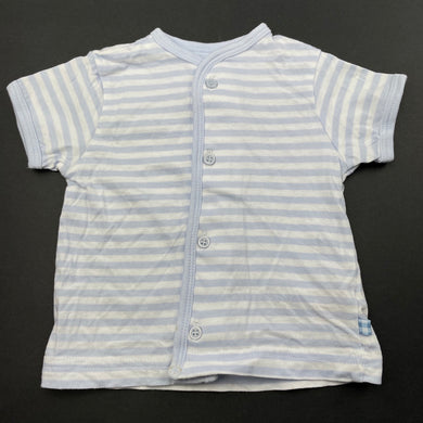 Boys Mothercare, blue stripe lightweight cotton top, EUC, size 00,  