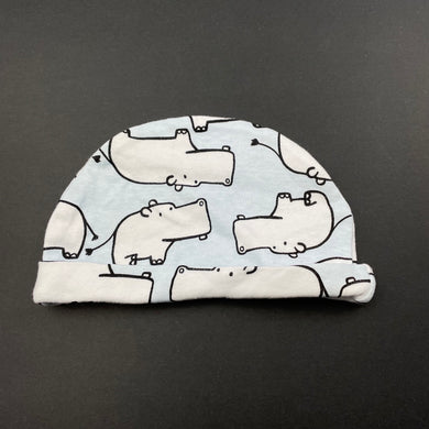 unisex lightweight, cotton hat / beanie, hippos, GUC, size 00,  