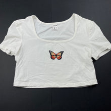 Load image into Gallery viewer, Girls SHEIN, stretchy cropped t-shirt / top, butterfly, EUC, size 9,  