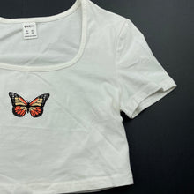 Load image into Gallery viewer, Girls SHEIN, stretchy cropped t-shirt / top, butterfly, EUC, size 9,  