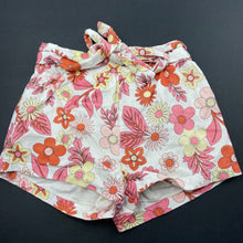 Load image into Gallery viewer, Girls Dymples, cotton lined linen blend floral shorts, elasticated, EUC, size 0,  