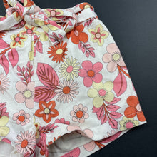 Load image into Gallery viewer, Girls Dymples, cotton lined linen blend floral shorts, elasticated, EUC, size 0,  