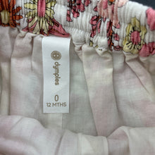 Load image into Gallery viewer, Girls Dymples, cotton lined linen blend floral shorts, elasticated, EUC, size 0,  