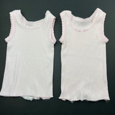 Girls 4 Baby, set of 2 ribbed cotton singlet tops, FUC, size 000,  